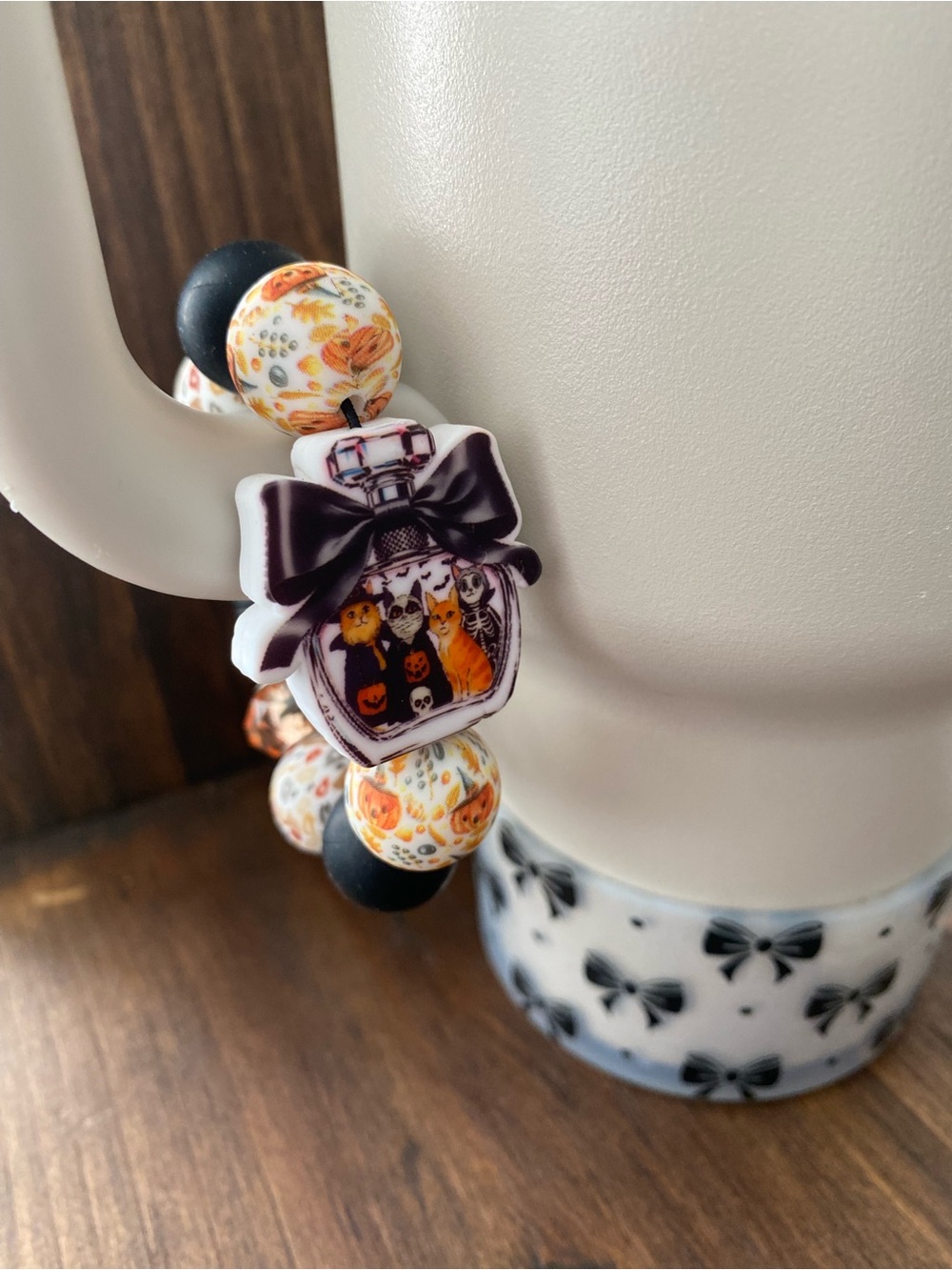 Halloween Cat Perfume Bottle - Black & Orange Cup Charm